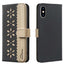 Splicing Color Hollow Flower Pattern RFID Leather Phone Case