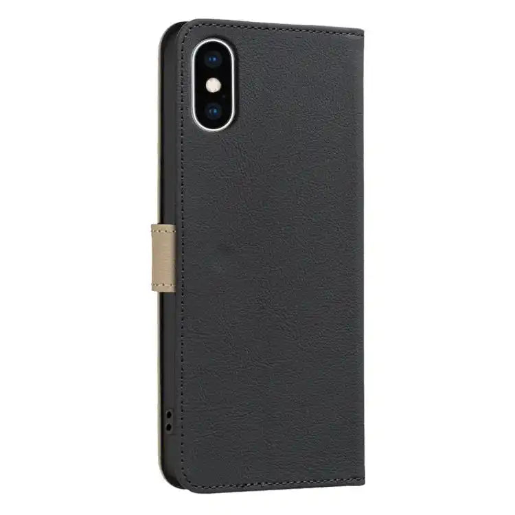 Splicing Color Hollow Flower Pattern RFID Leather Phone Case