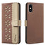 Splicing Color Hollow Flower Pattern RFID Leather Phone Case