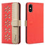 Splicing Color Hollow Flower Pattern RFID Leather Phone Case