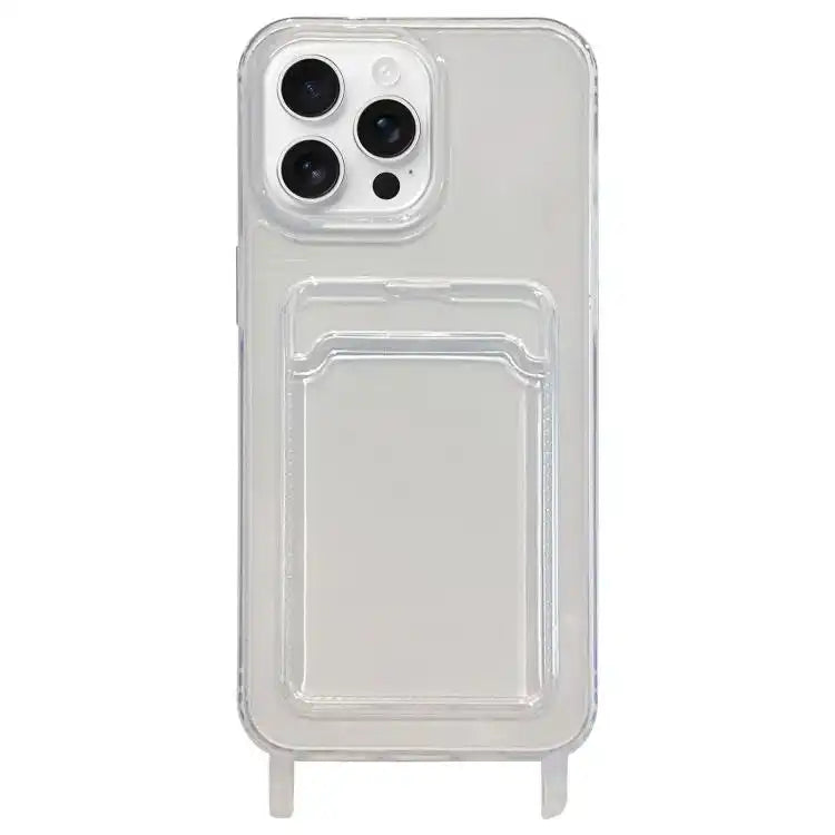 Transparent Card Slot TPU Phone Case with Lanyard Hole