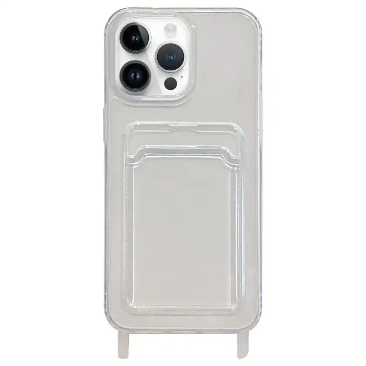 Transparent Card Slot TPU Phone Case with Lanyard Hole