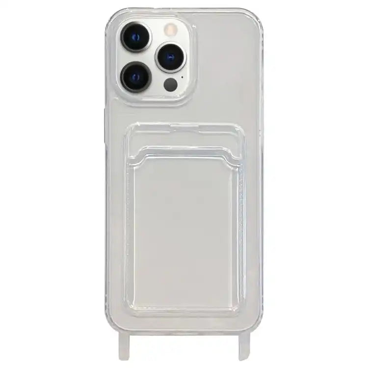 Transparent Card Slot TPU Phone Case with Lanyard Hole