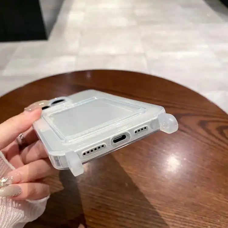 Transparent Card Slot TPU Phone Case with Lanyard Hole