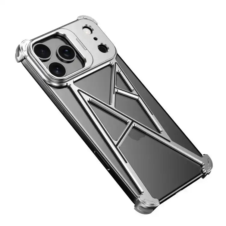 Four Corner Shockproof Lens Bracket Hollow Metal Phone Case