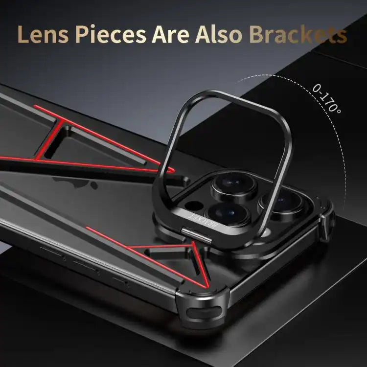 Four Corner Shockproof Lens Bracket Hollow Metal Phone Case