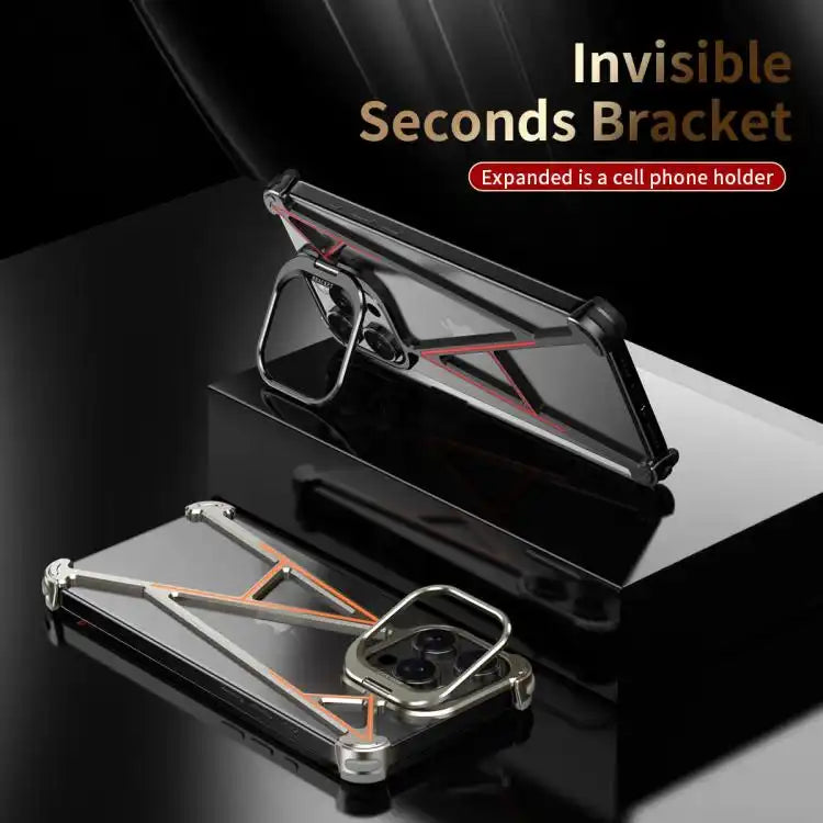 Four Corner Shockproof Lens Bracket Hollow Metal Phone Case