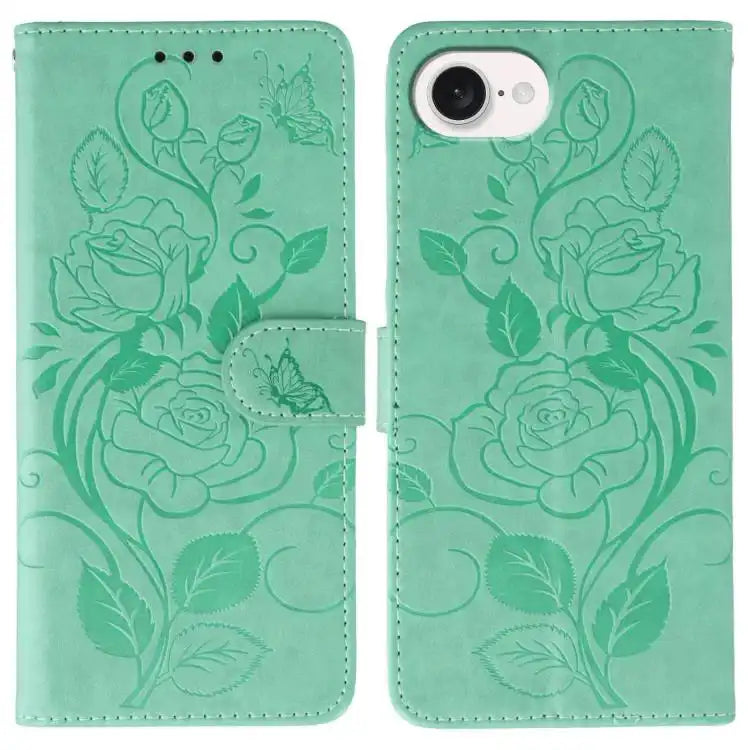 Rose Butterfly Embossed Leather Phone Case