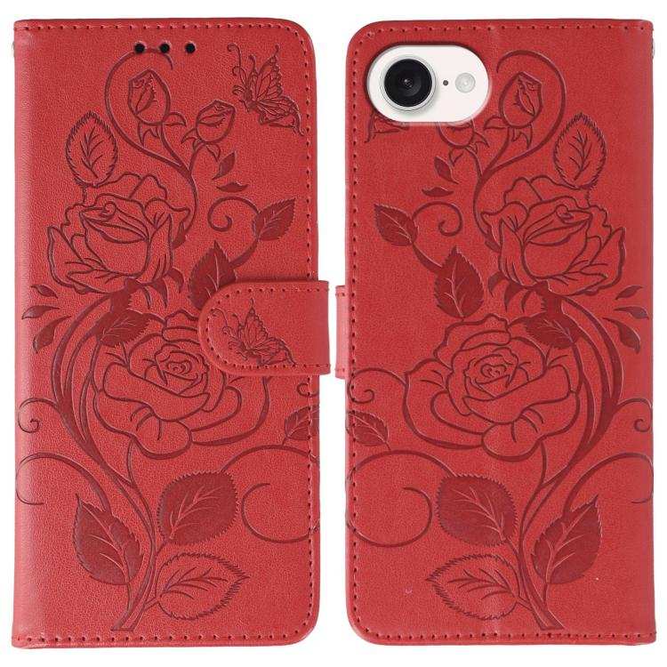Rose Butterfly Embossed Leather Phone Case