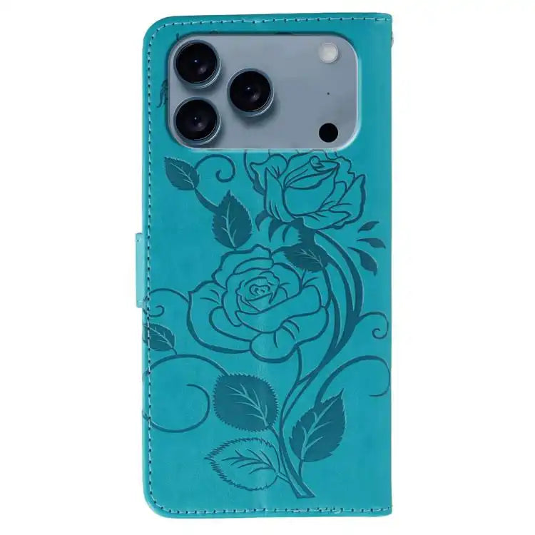 Rose Butterfly Embossed Leather Phone Case