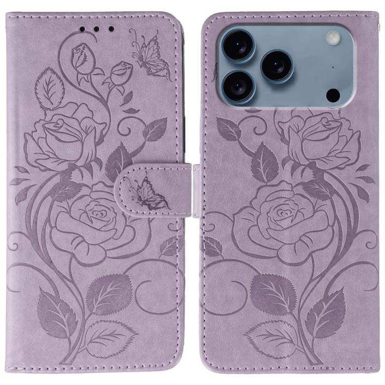 Rose Butterfly Embossed Leather Phone Case