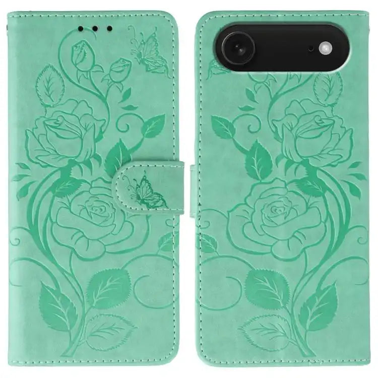Rose Butterfly Embossed Leather Phone Case