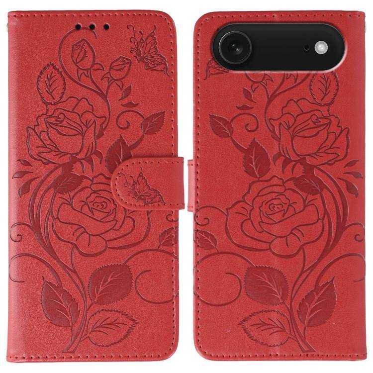Rose Butterfly Embossed Leather Phone Case
