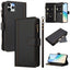 Magnetic Closure 9 Card Slots Zipper Leather Case with Hand Strap