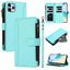 Magnetic Closure 9 Card Slots Zipper Leather Case with Hand Strap