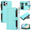 Magnetic Closure 9 Card Slots Zipper Leather Case with Hand Strap