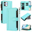 Magnetic Closure 9 Card Slots Zipper Leather Case with Hand Strap