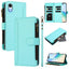 Magnetic Closure 9 Card Slots Zipper Leather Case with Hand Strap