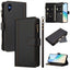 Magnetic Closure 9 Card Slots Zipper Leather Case with Hand Strap
