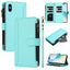 Magnetic Closure 9 Card Slots Zipper Leather Case with Hand Strap