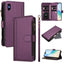 Magnetic Closure 9 Card Slots Zipper Leather Case with Hand Strap