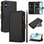 Magnetic Closure 9 Card Slots Zipper Leather Case with Hand Strap