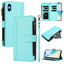 Magnetic Closure 9 Card Slots Zipper Leather Case with Hand Strap