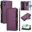 Magnetic Closure 9 Card Slots Zipper Leather Case with Hand Strap