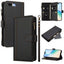 Magnetic Closure 9 Card Slots Zipper Leather Case with Hand Strap