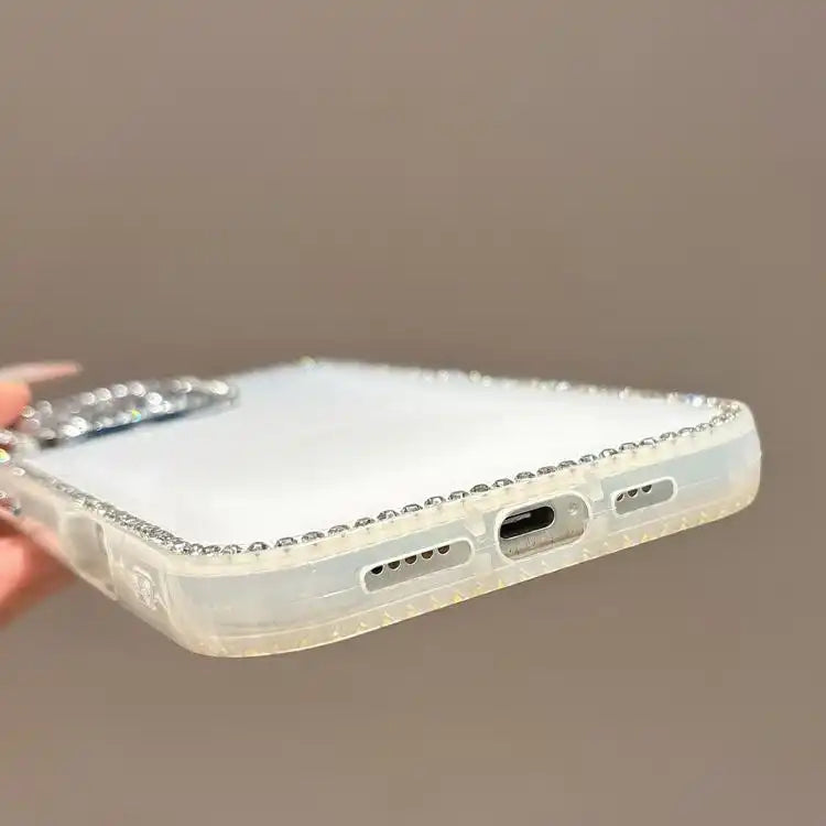 Dual-Sided Rhinestone Design Matte Full Coverage Phone Case