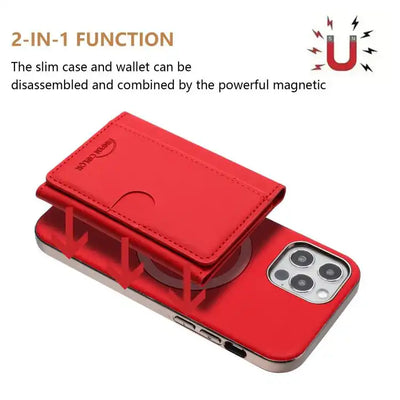 Solid Color Horizontal Magnetic Card Bag RFID MagSafe Phone Case