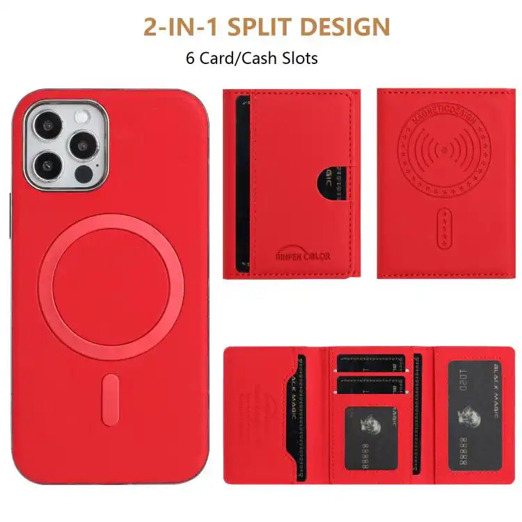 Solid Color Horizontal Magnetic Card Bag RFID MagSafe Phone Case