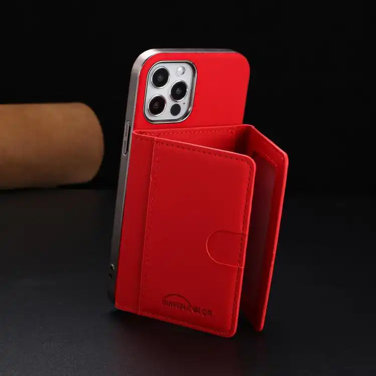 Solid Color Horizontal Magnetic Card Bag RFID MagSafe Phone Case