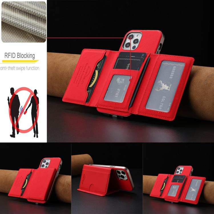 Solid Color Horizontal Magnetic Card Bag RFID MagSafe Phone Case