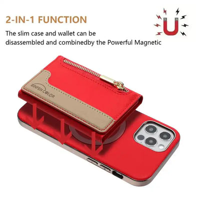 Zipper Horizontal Magnetic Card Bag RFID MagSafe Phone Case