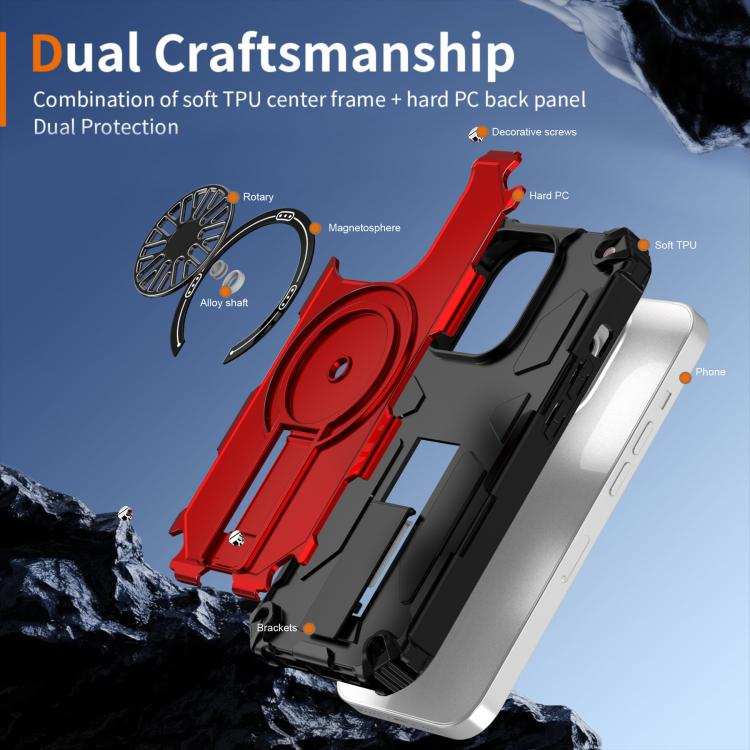 Shockproof Kickstand Metallic Shaft MagSafe Phone Case