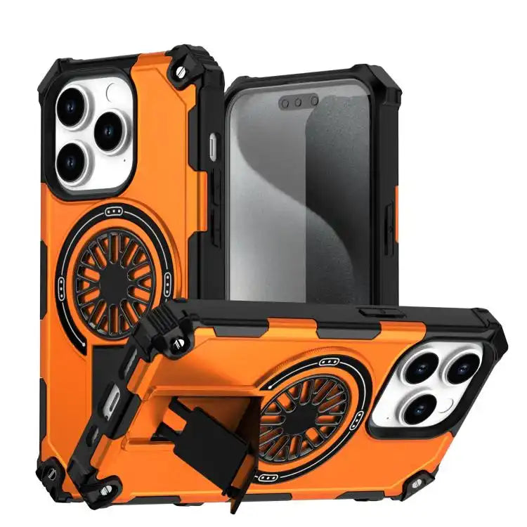 Shockproof Kickstand Metallic Shaft MagSafe Phone Case