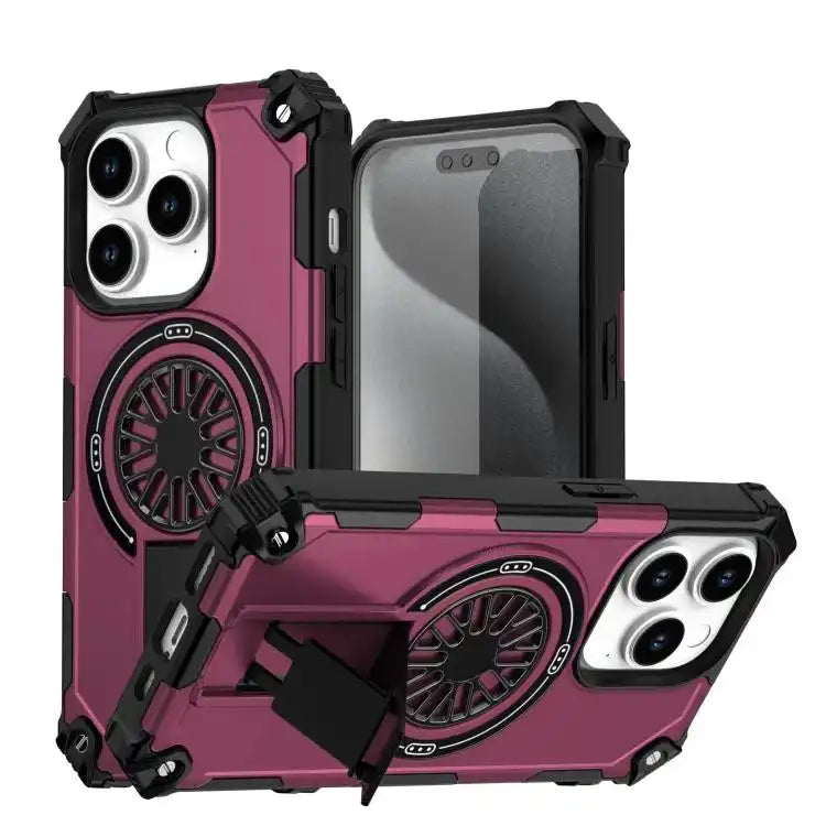 Shockproof Kickstand Metallic Shaft MagSafe Phone Case