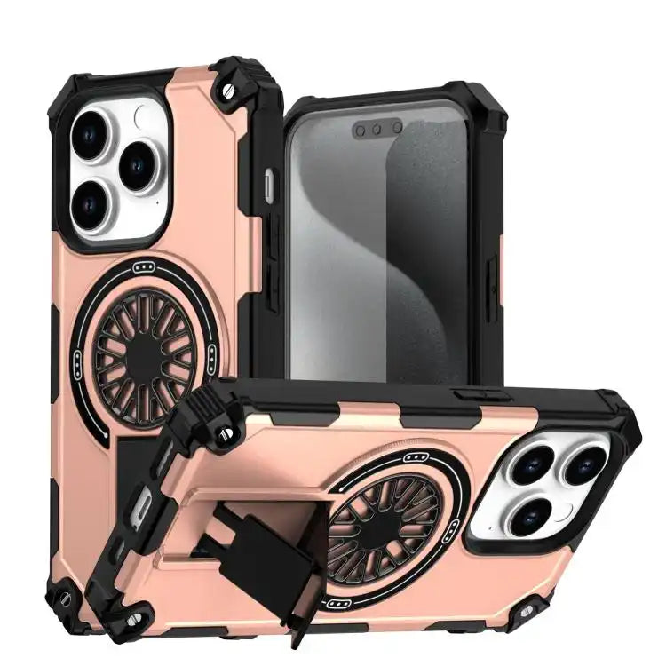 Shockproof Kickstand Metallic Shaft MagSafe Phone Case