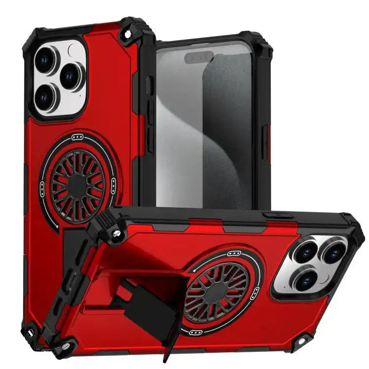 Shockproof Kickstand Metallic Shaft MagSafe Phone Case