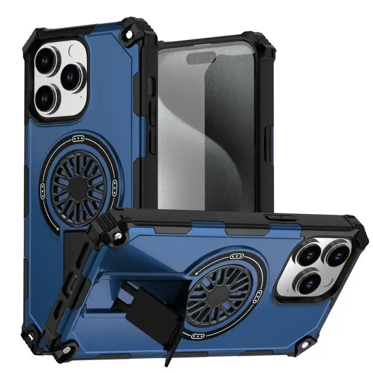 Shockproof Kickstand Metallic Shaft MagSafe Phone Case