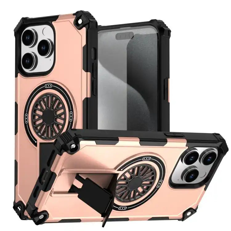 Shockproof Kickstand Metallic Shaft MagSafe Phone Case