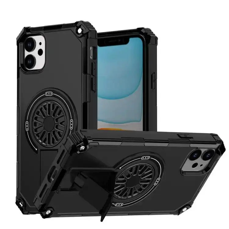 Shockproof Kickstand Metallic Shaft MagSafe Phone Case