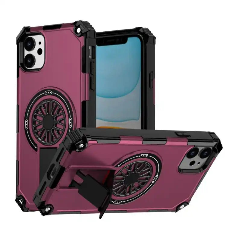 Shockproof Kickstand Metallic Shaft MagSafe Phone Case