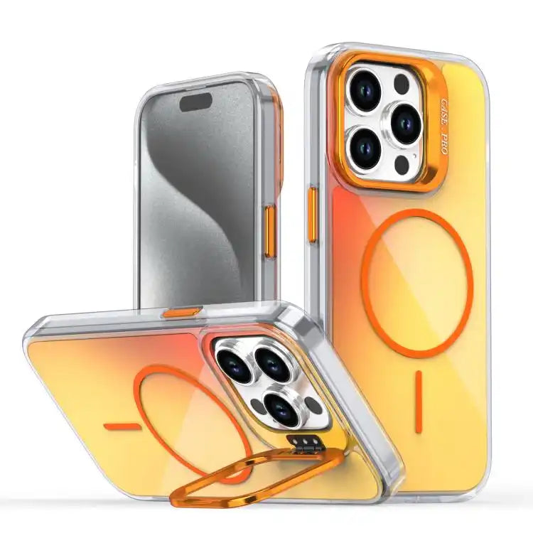Gradient Discolor Lens Kickstand Magsafe Phone Case
