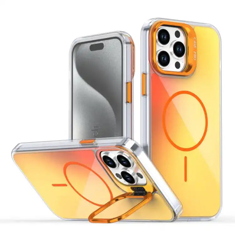 Gradient Discolor Lens Kickstand Magsafe Phone Case