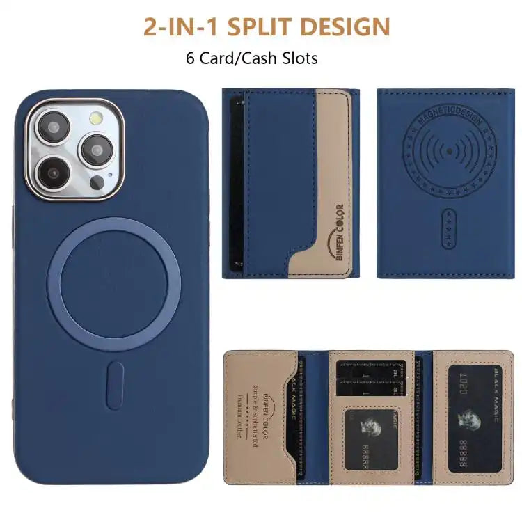 Colour Matching Horizontal Magnetic Card Bag RFID MagSafe Phone Case