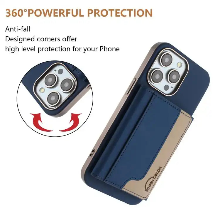 Colour Matching Horizontal Magnetic Card Bag RFID MagSafe Phone Case
