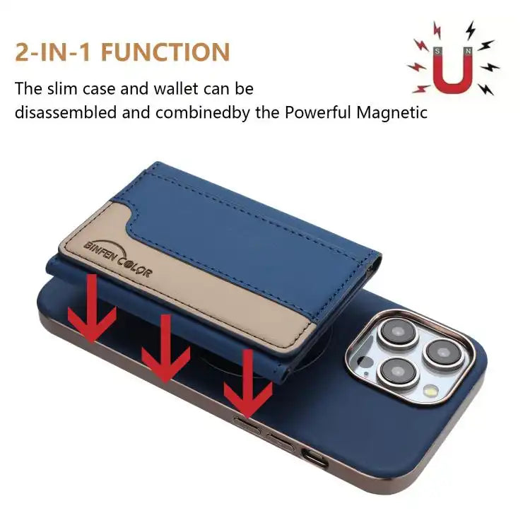 Colour Matching Horizontal Magnetic Card Bag RFID MagSafe Phone Case