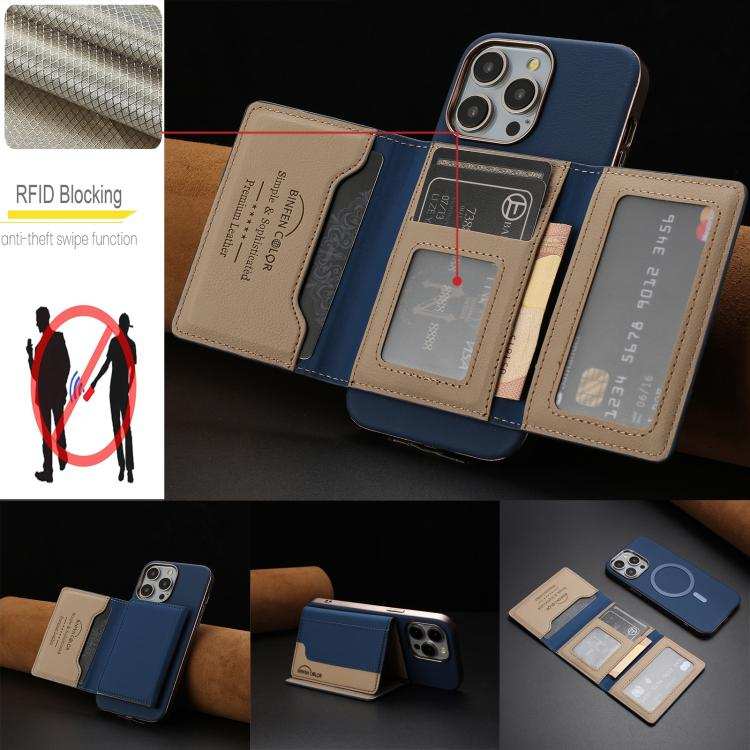 Colour Matching Horizontal Magnetic Card Bag RFID MagSafe Phone Case